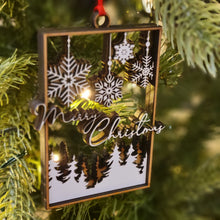 Load image into Gallery viewer, Snowflakes and Winter Trees &quot;Merry Christmas&quot; Wood Ornament